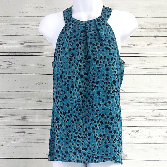 Ann Taylor Tops - Ann Taylor blue/black animal print halter tank top